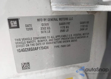 2010 Buick Lacrosse Cxl from USA, damaged, VIN 1G4GC5EG0AF179434